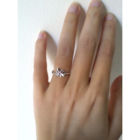 Anello di Fidanzamento Libellula - Oro Bianco & Rubini