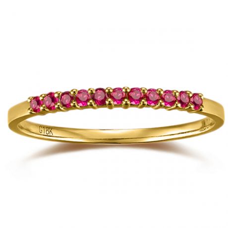 Anello Sincerità - Oro Giallo, Riviera a Mezzo Giro di Rubini e Diamanti