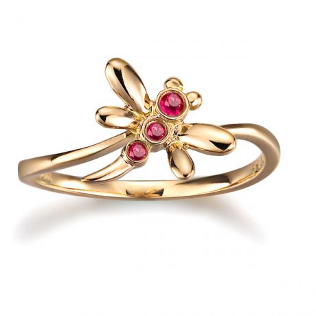 Anello di Fidanzamento Libellula - Oro Giallo & Rubini