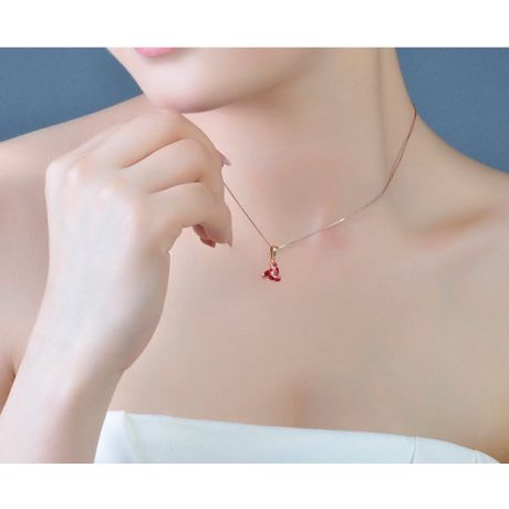 Ciondolo contemporaneo in oro rosa - Rubini incastonatura binari