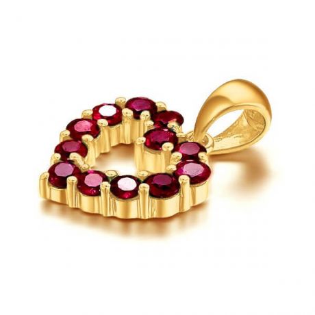 Ciondolo Cuore rosso - Oro giallo e Rubini