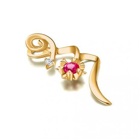 Ciondolo tortiglione - Oro giallo, rubini e diamanti