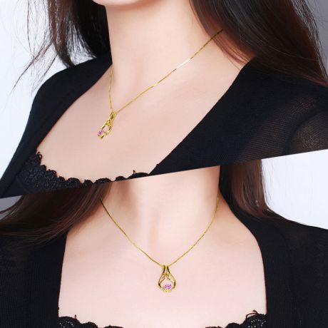 Ciondolo Ali d'Angelo - Oro Giallo e Rubini Birmani