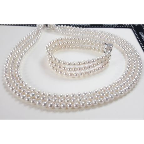 Parure 2 Fili d Perle Chabada - Collana, Orecchini e Braccialetto