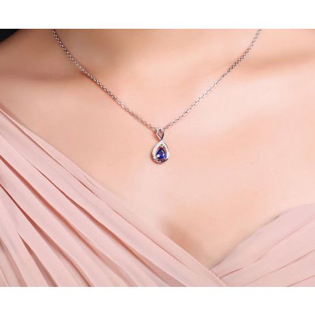 Ciondolo Zaffiro taglio Pera - Oro bianco e diamanti