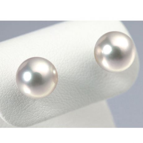 Orecchini A Lobo Chiori - Perle Akoya Bianche 8.5/9mm AAA - Farfalla Oro Bianco