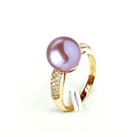 Anello Cyrène. Perle Lavande Oro giallo, Diamanti