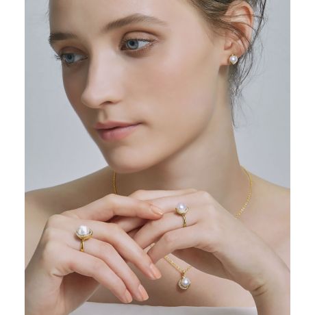 Parure Hinata - Oro Giallo, Diamanti & Perle Akoya