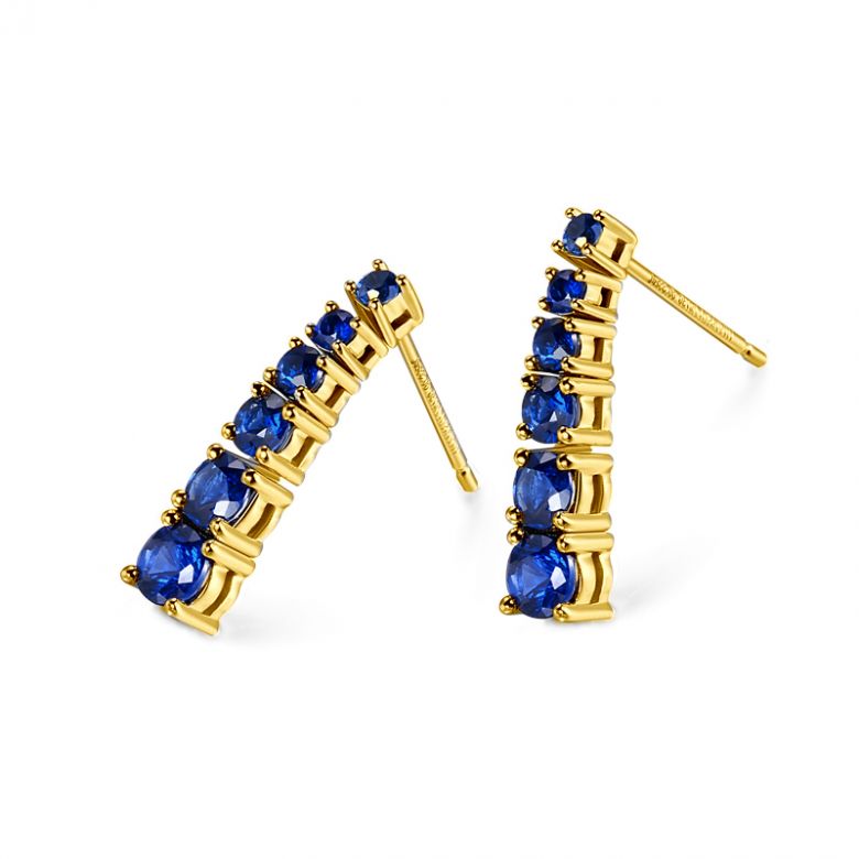 Orecchini A Lobo Montecristo Blu - Oro Giallo & Zaffiri - 3