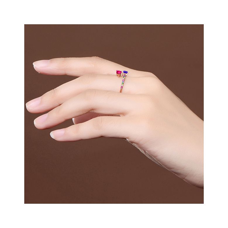 Anello signaux inversés. Oro rosa, Zaffiri - 7