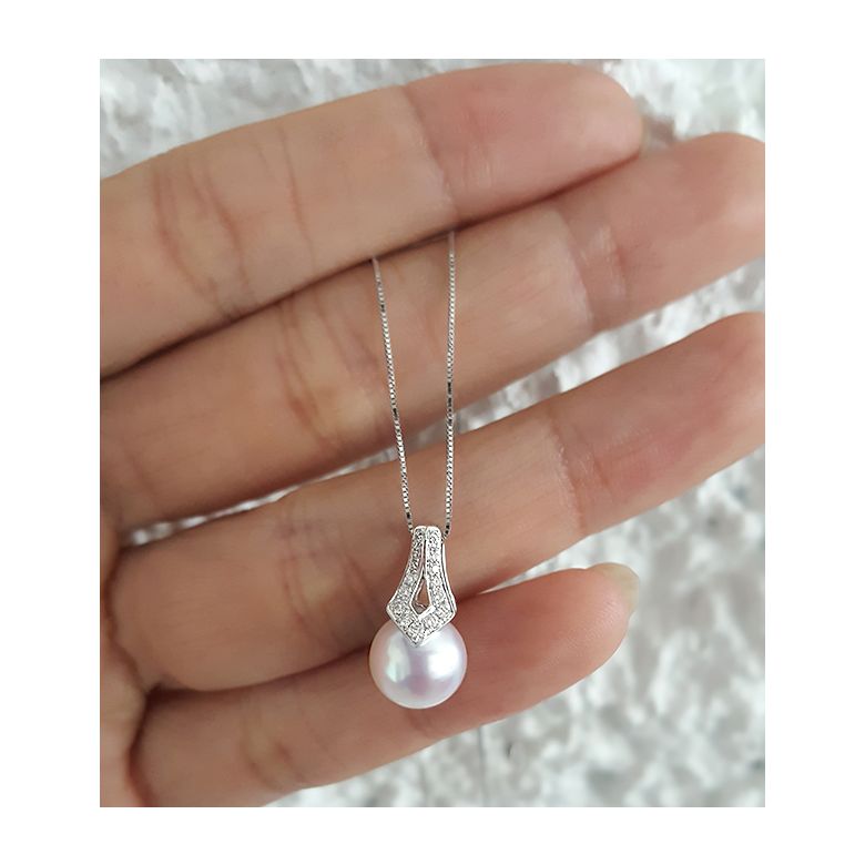 Parure Michiko - Oro Bianco, Diamanti & Perle Akoya - 8