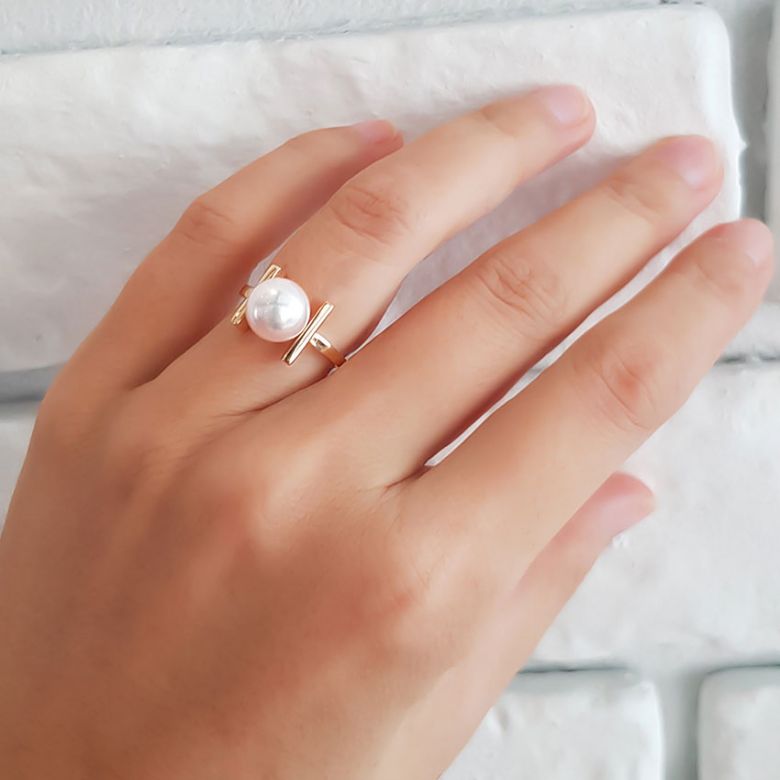 Anello Otohiko - Oro Giallo e Perla Akoya Giappone - 11