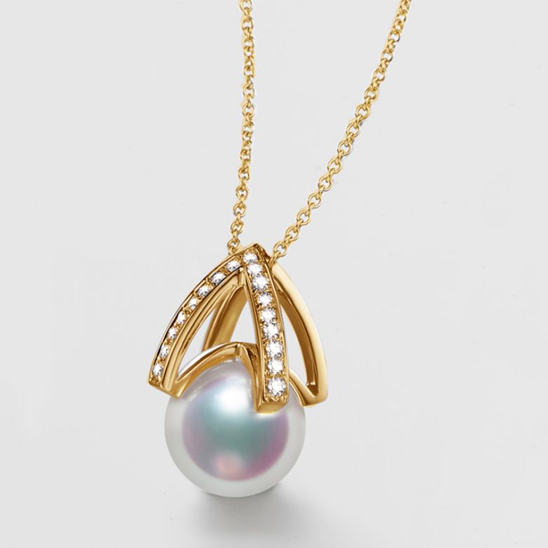 Ciondolo e Orecchini Masako dal Giappone. Perle Akoya, Oro giallo, diamanti. - 4