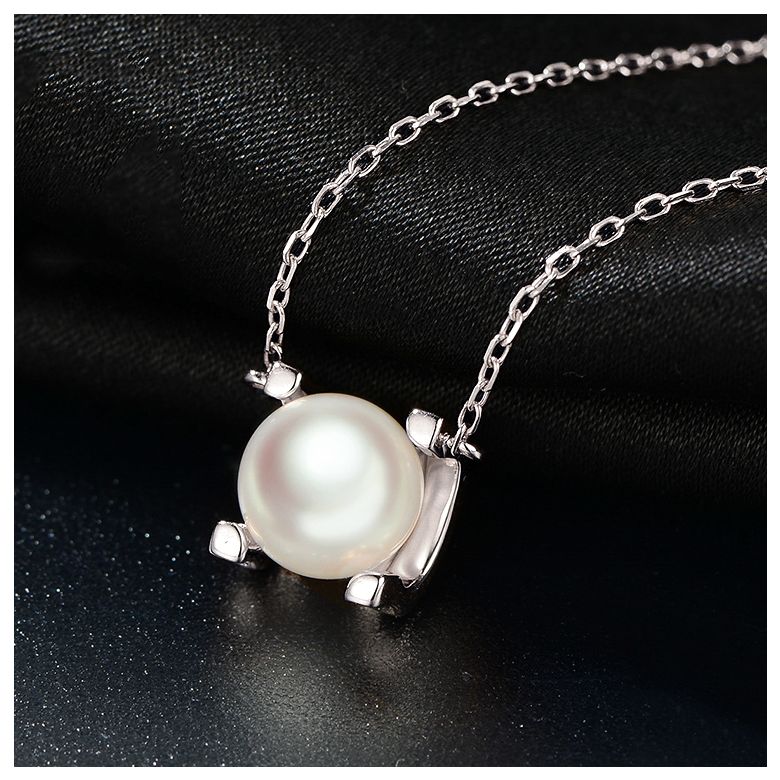 Ciondolo Morita - Oro Bianco e Perla Akoya Bianca - 4