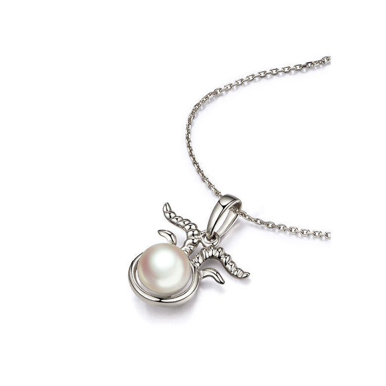 Ciondolo Zodiakku - Oro Bianco e Perla Akoya Bianca - 2