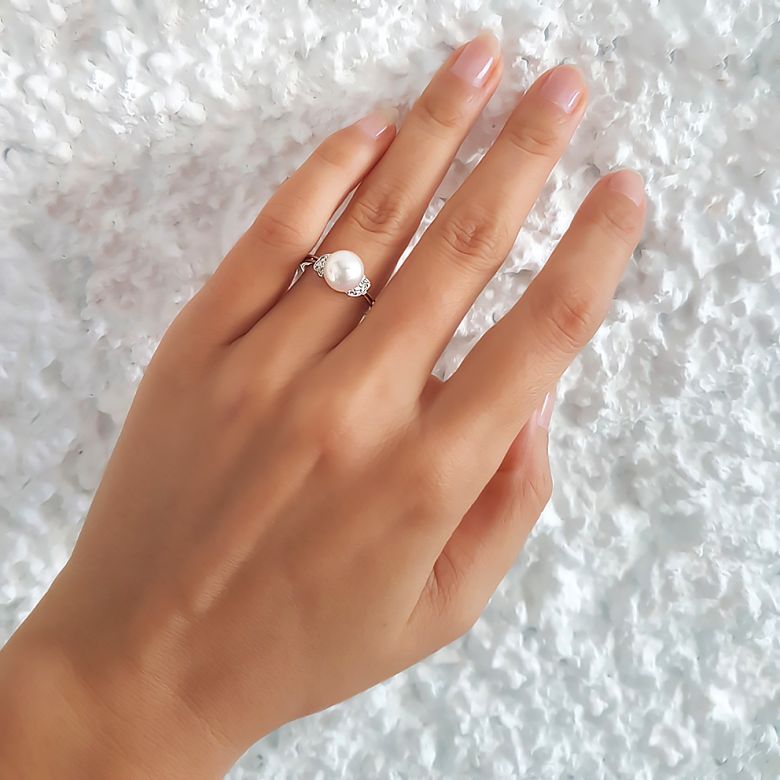 Anello Heureux Stratagème - Oro Bianco 18kt e Perla d'Acqua Dolce - 6