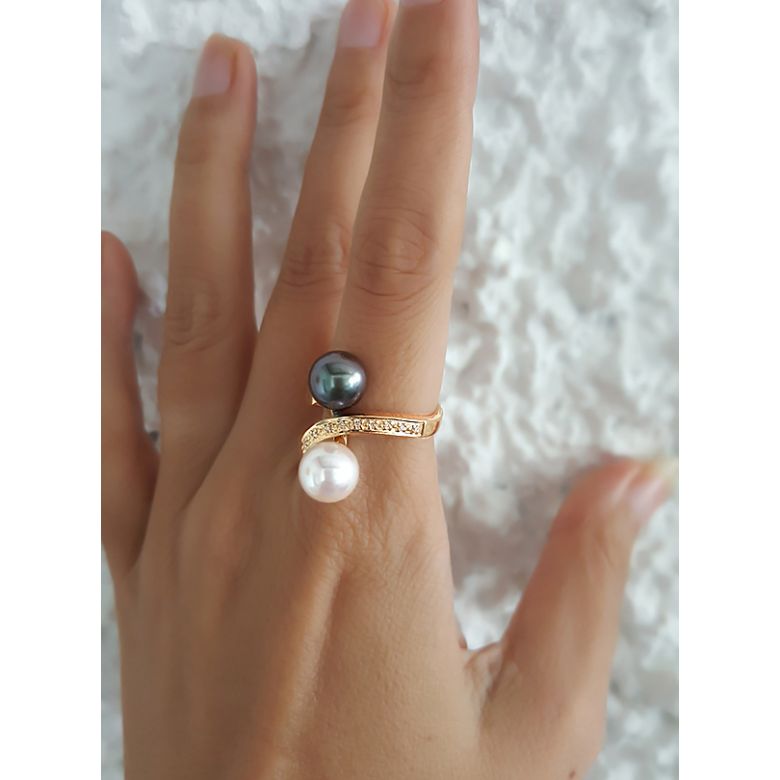 Anello Florina - Oro Giallo, Perla Akoya & di Tahiti - 6