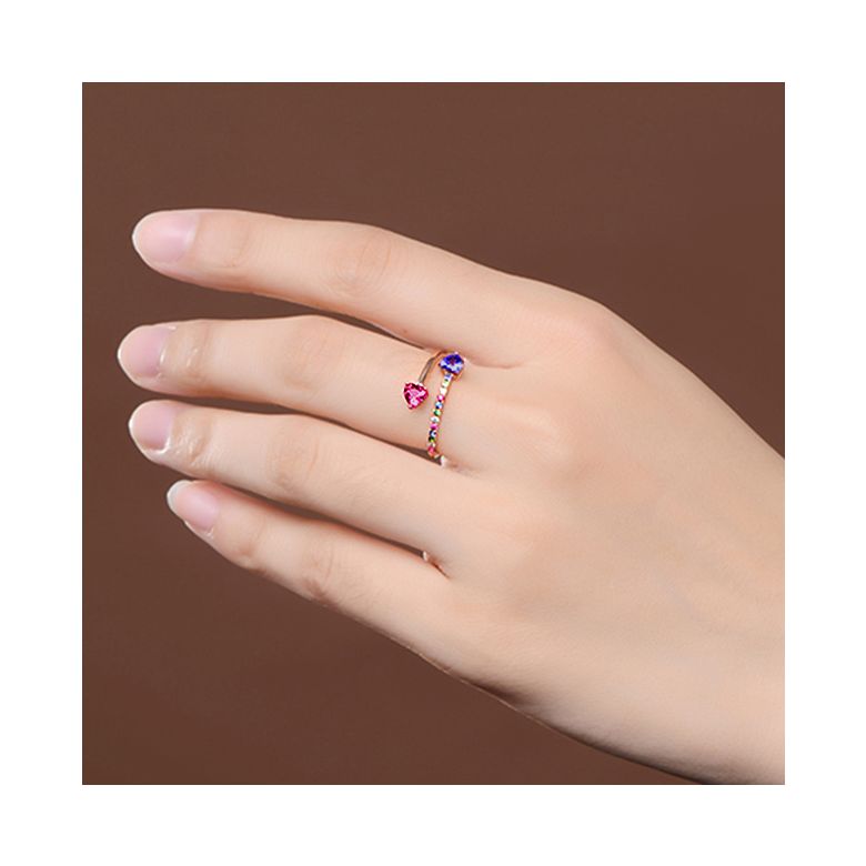 Anello signaux inversés. Oro rosa, Zaffiri - 4