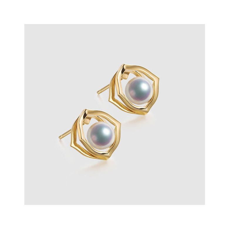 Orecchini A Lobo Coco - Perle Akoya Bianche 6/6.5mm AAA - Farfalla Oro Giallo - 4