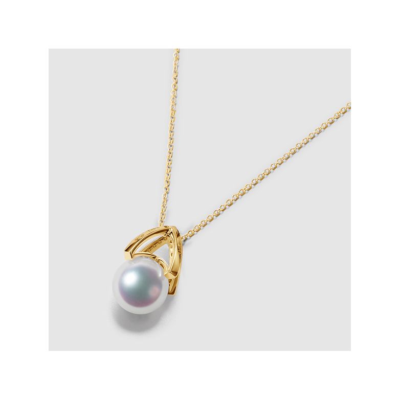 Ciondolo e Orecchini Masako dal Giappone. Perle Akoya, Oro giallo, diamanti. - 7