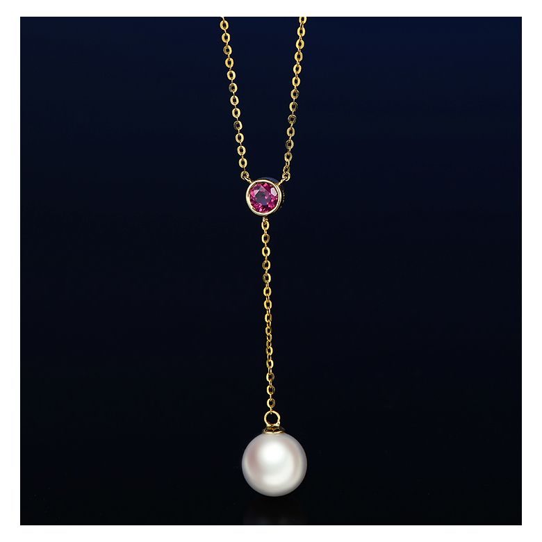 Ciondolo Yamato - Oro Giallo, Zaffiro Rosa e Perla Akoya - 10
