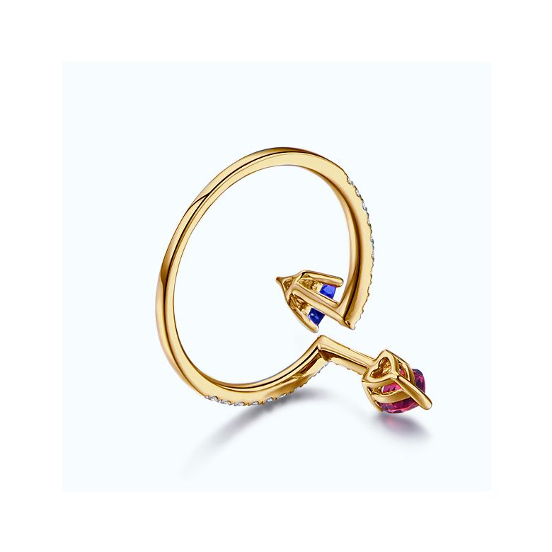 Anello Autre moi Oro giallo. Diamanti, Zaffiri - 7