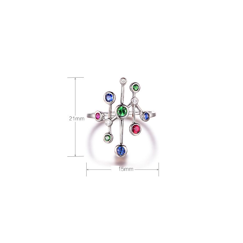 Anello Gocce d'amore. Oro bianco, pietre preziose - 13