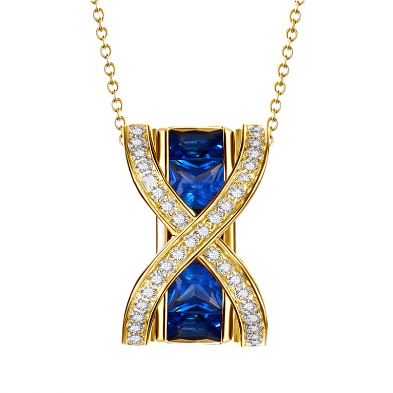 Ciondolo sens de nos vies. In diamanti, zaffiri e oro giallo - 1