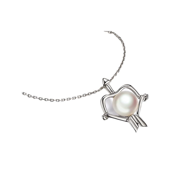 Ciondolo Zodiakku - Oro Bianco e Perla Akoya Bianca - 3