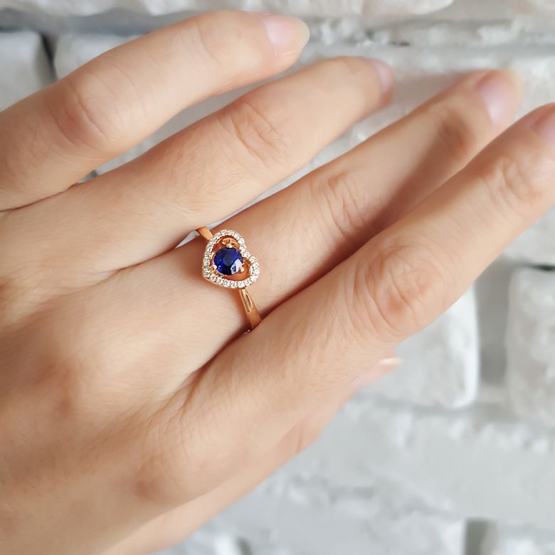 Anello Love Me Tender - Oro Giallo, Diamanti & Zaffiro Blu - 5