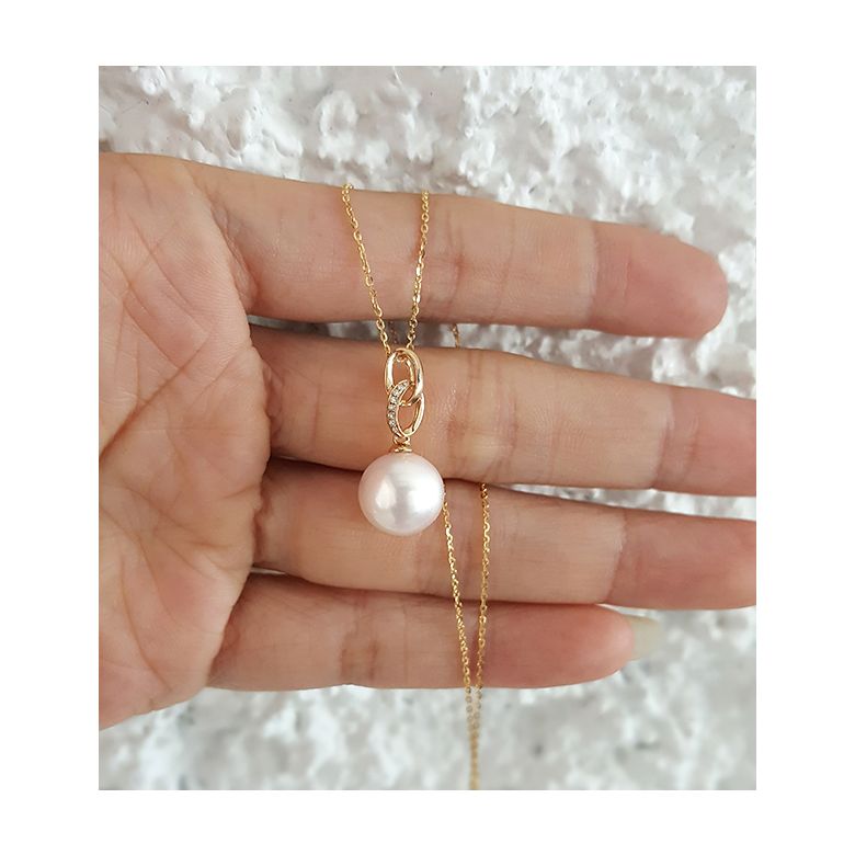 Ciondolo Anneaux Liés - Oro Giallo 18kt e Perla d'Acqua Dolce - 7