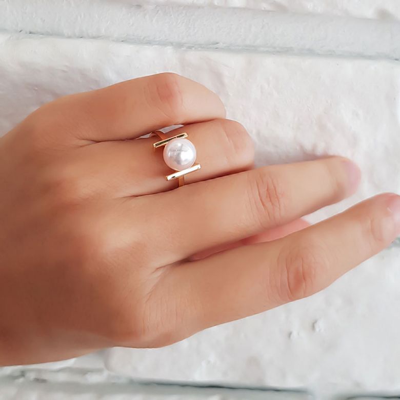 Anello Otohiko - Oro Giallo e Perla Akoya Giappone - 10