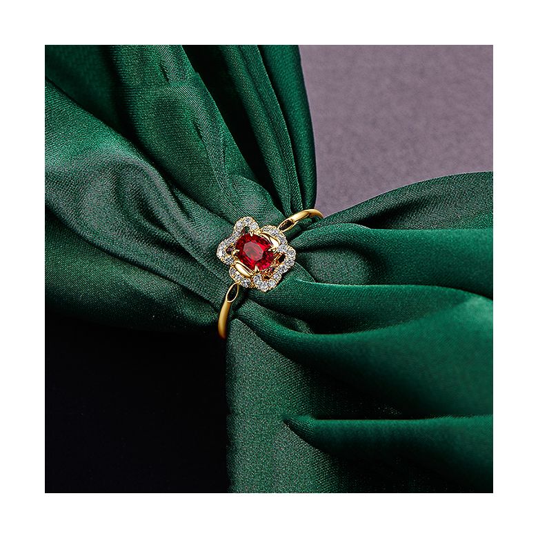 Anello di Fidanzamento Flamenca - Oro Giallo, Rubino & Diamanti - 5