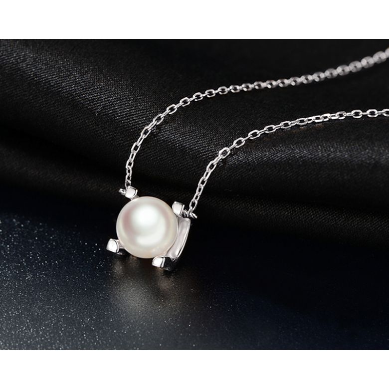 Ciondolo Morita - Oro Bianco e Perla Akoya Bianca - 7