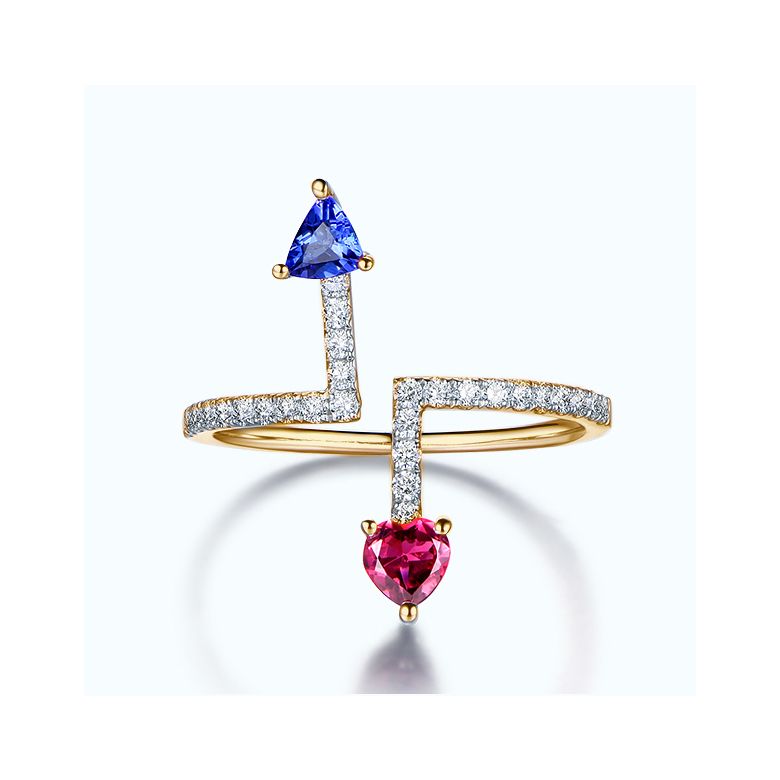 Anello Autre moi Oro giallo. Diamanti, Zaffiri - 6