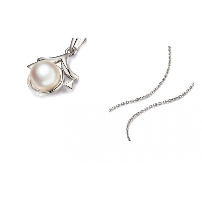 Ciondolo Zodiakku - Oro Bianco e Perla Akoya Bianca - 5