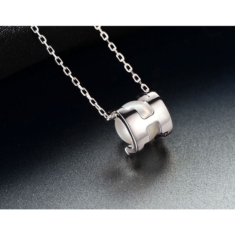 Ciondolo Morita - Oro Bianco e Perla Akoya Bianca - 8