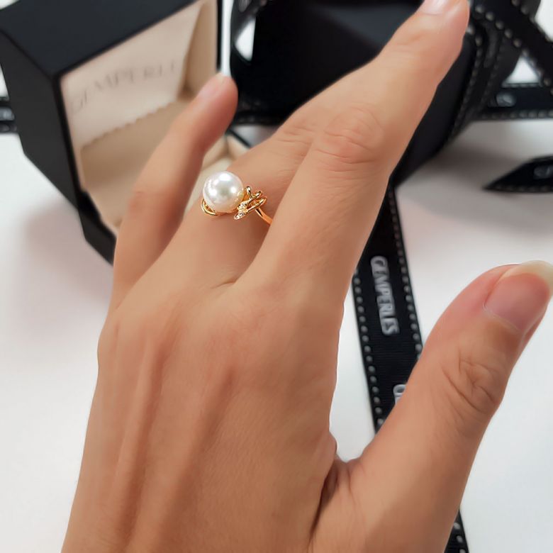 Anello Calisto - Oro Giallo 18kt e Perla d'Acqua Dolce - 9