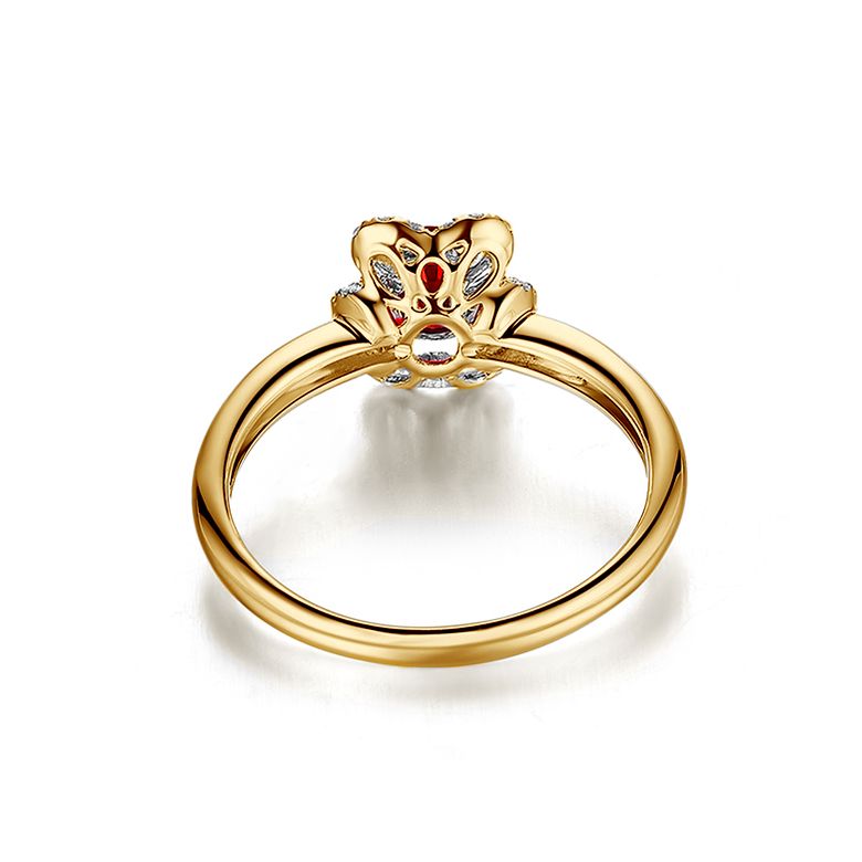Anello di Fidanzamento Flamenca - Oro Giallo, Rubino & Diamanti - 3
