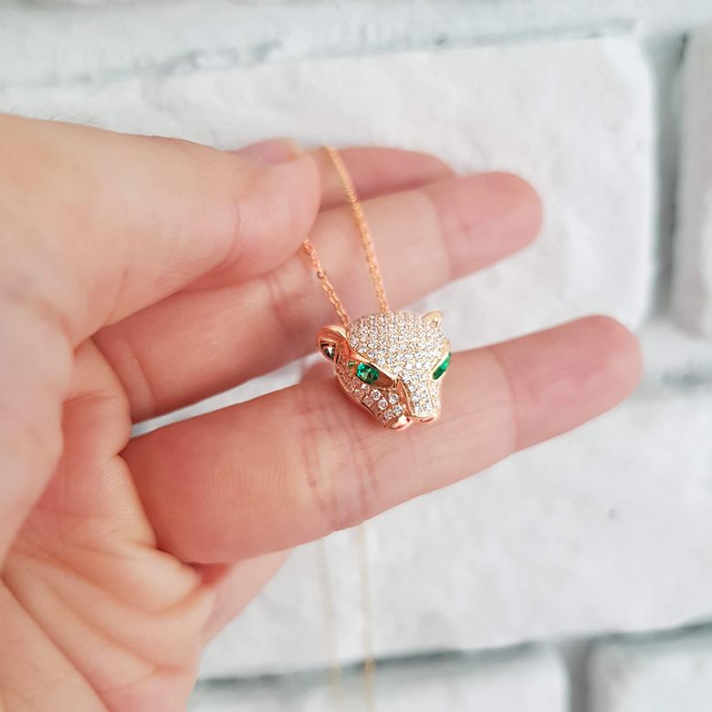 Ciondolo Pantera Perla Australia dorata. Oro giallo e Diamanti - 13