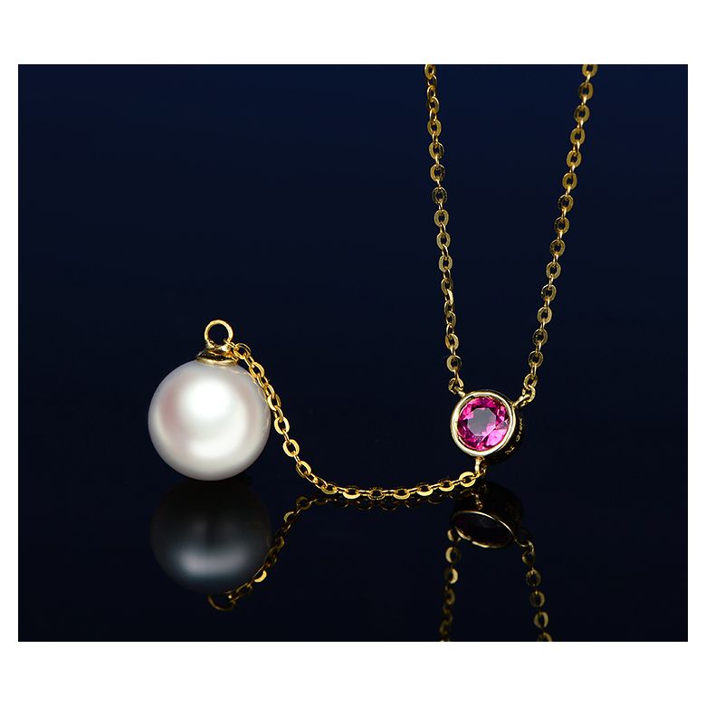 Ciondolo Yamato - Oro Giallo, Zaffiro Rosa e Perla Akoya - 6