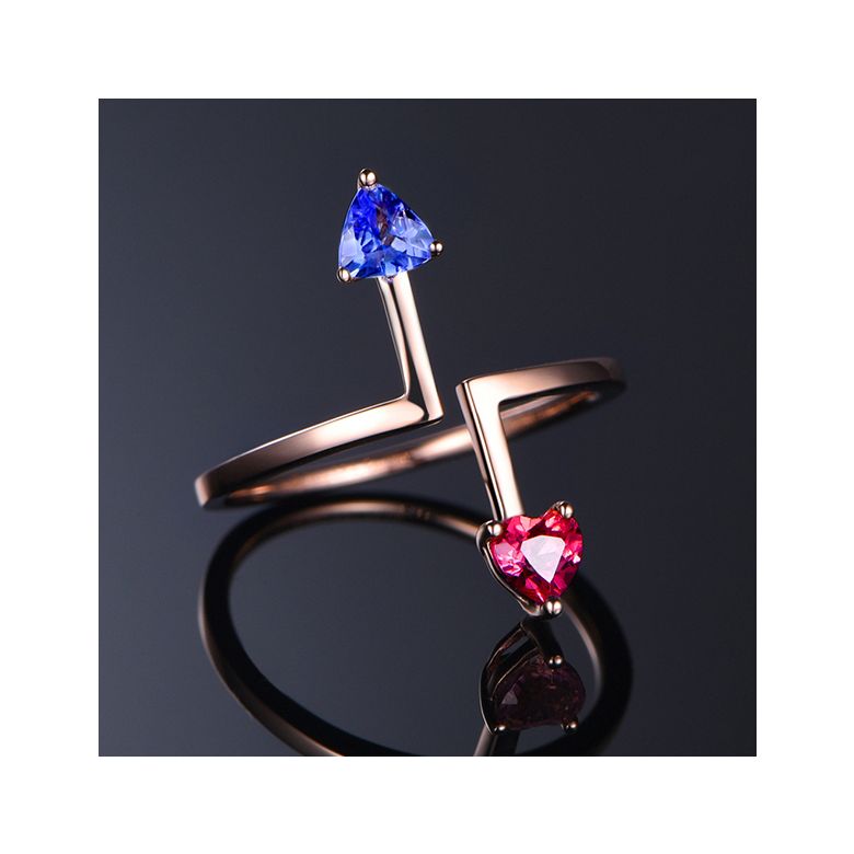 Anello Vice et Versa. Zaffiri Blu e Rosa. Oro rosa - 3