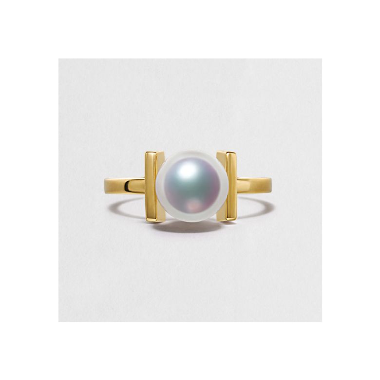 Anello Otohiko - Oro Giallo e Perla Akoya Giappone - 4
