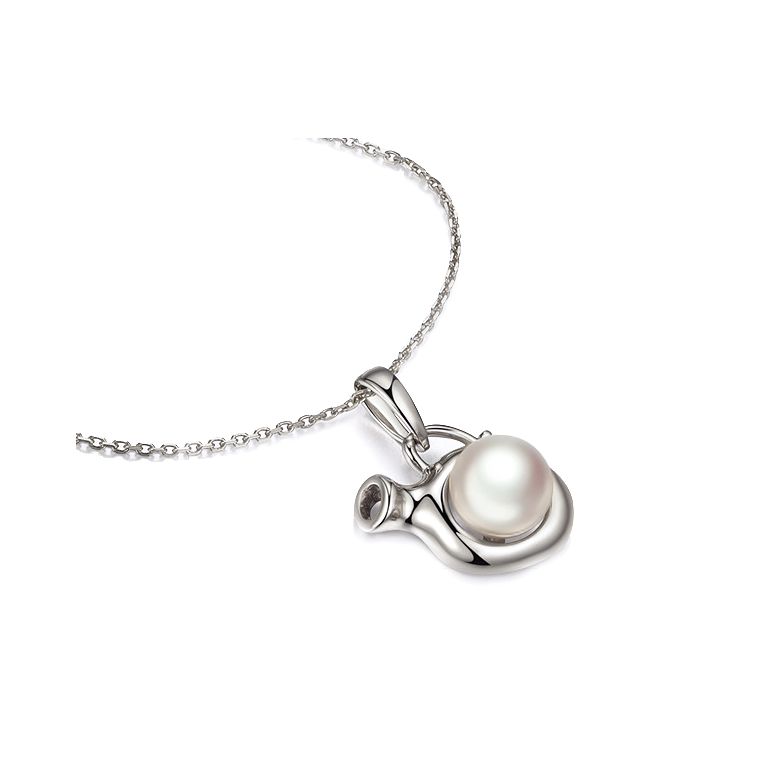 Ciondolo Zodiakku - Oro Bianco e Perla Akoya Bianca - 7