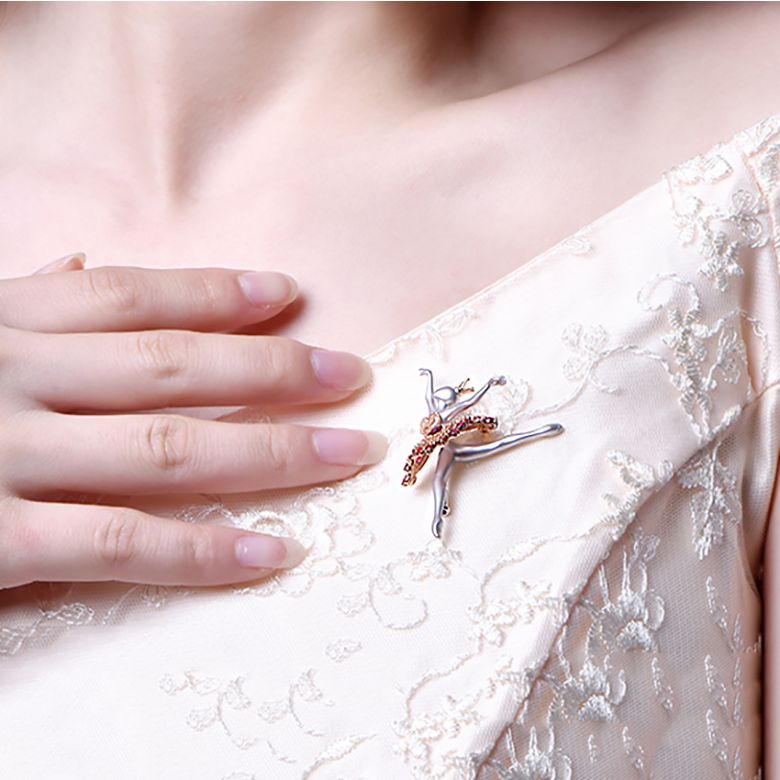 Ciondolo Princesse Ballerina - Broche Oro bianco - Rubini - 6