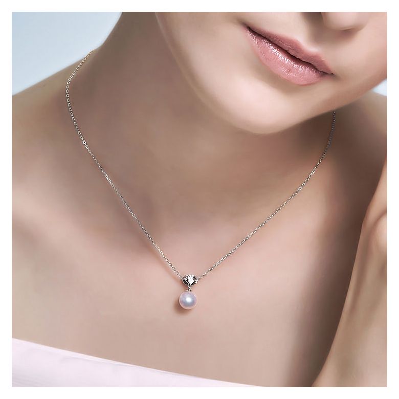 Ciondolo Sarah Bernhardt - Oro Bianco 18kt, Diamanti e Perla Akoya - 2