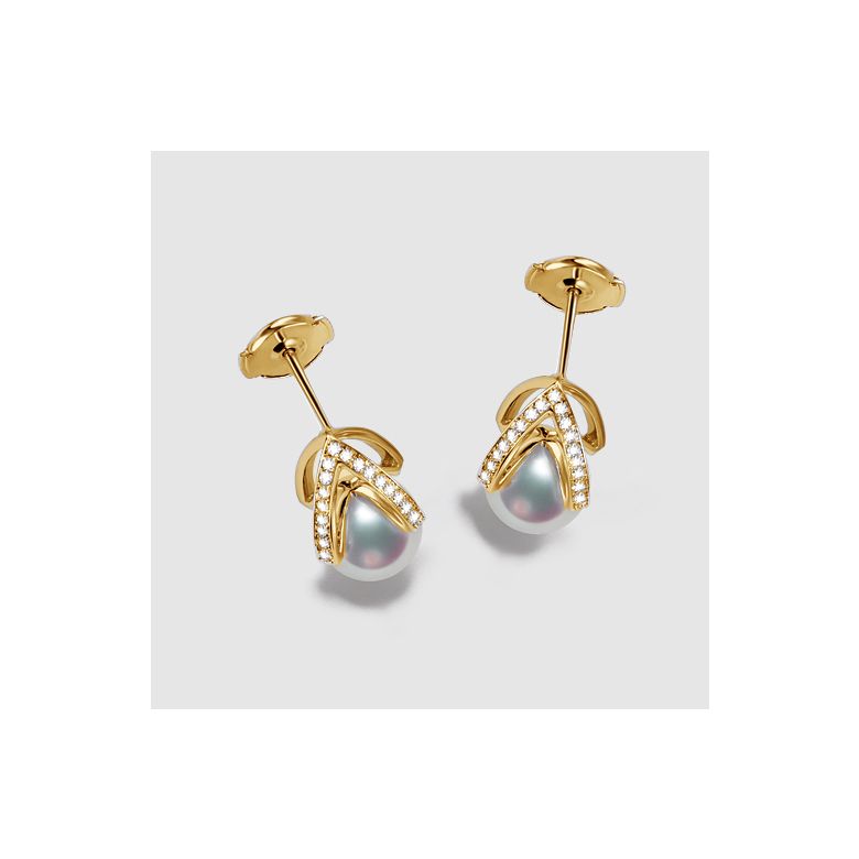 Ciondolo e Orecchini Masako dal Giappone. Perle Akoya, Oro giallo, diamanti. - 3