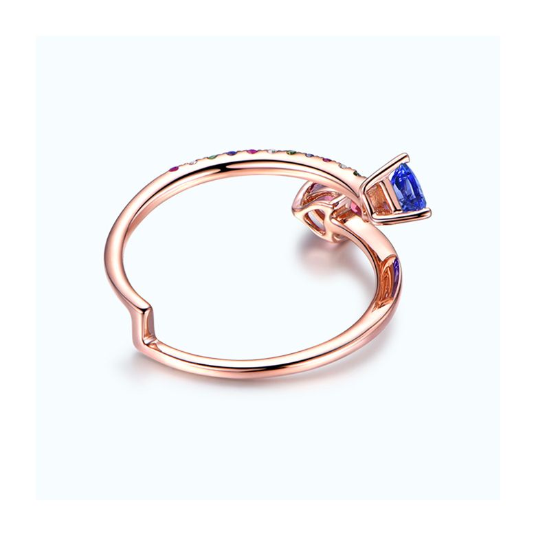 Anello signaux inversés. Oro rosa, Zaffiri - 3