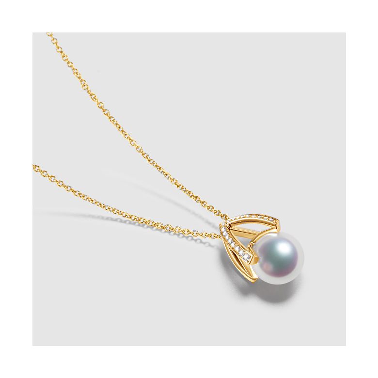 Ciondolo e Orecchini Masako dal Giappone. Perle Akoya, Oro giallo, diamanti. - 8