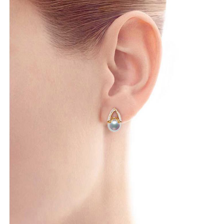 Ciondolo e Orecchini Masako dal Giappone. Perle Akoya, Oro giallo, diamanti. - 5